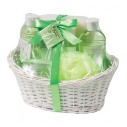 Perfumanía set baño Aloe Vera cesta de mimbre blanca (7 piezas) ref.MK807703