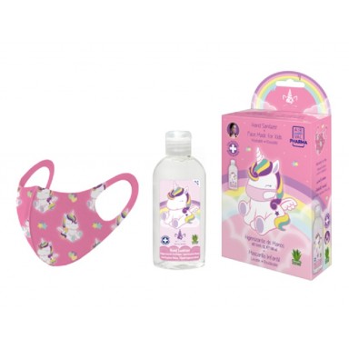Eau my unicorn pack gel higienizante 100ml + mascarilla decorada unicornios