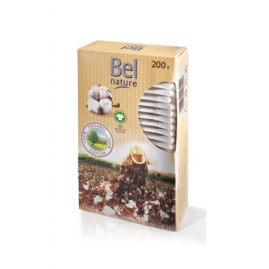 Bel Nature bastoncillos 200 uds algodon 100% organico