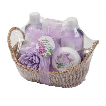 Perfuman&iacute;a set ba&ntilde;o Lavanda Francesa cesta de fibra (5 piezas) ref.MK821136