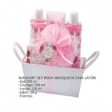 Perfumanía set baño Rosa Mosqueta caja de laton (5 piezas) ref.MK821969