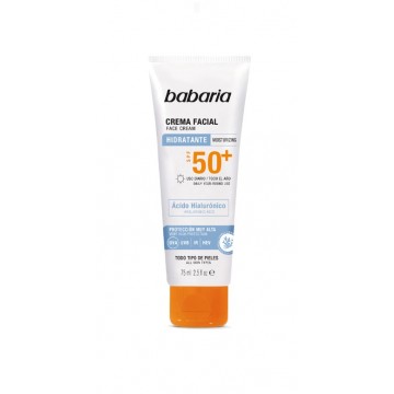 Babaria bronceador 75 ml crema facial F50 con &aacute;cido hialur&oacute;nico