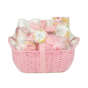 Perfuman&iacute;a set ba&ntilde;o Rosa Mosqueta cesta de fibra natural(6 piezas) ref.MK818914