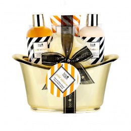 Bon Matin Set baño dorado (gel+loción+espuma+crema)